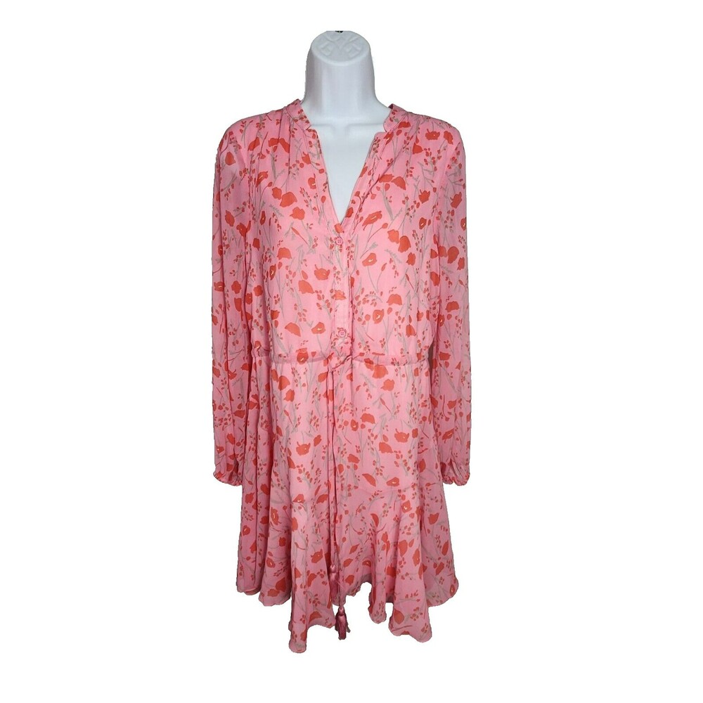 Golden Sea Dress Women’s Size Small Pink Flower Flowy Button Down Dress NWT